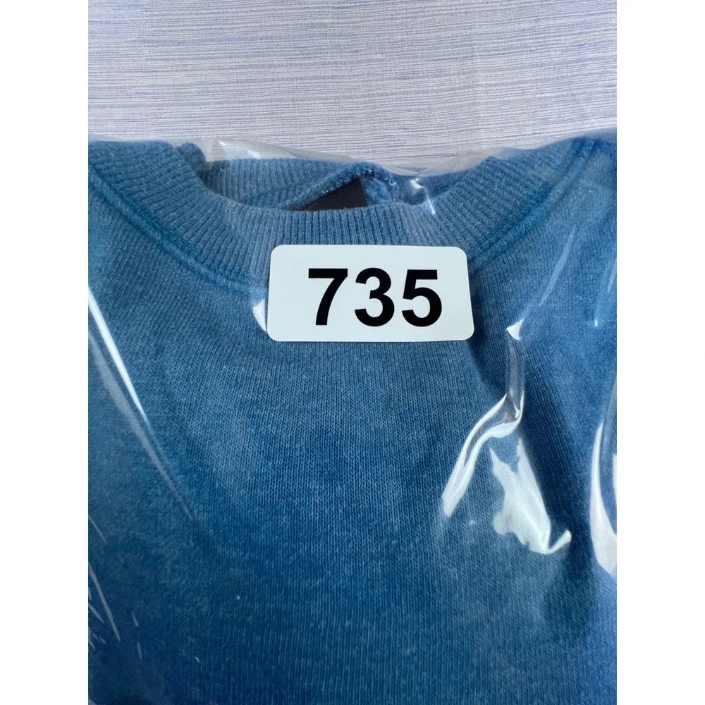 The North Face Mens Medium Heather Blue Crewneck Sweatshirt Pullover Patch Logo